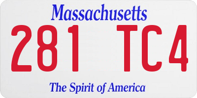 MA license plate 281TC4