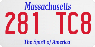 MA license plate 281TC8