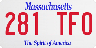 MA license plate 281TF0