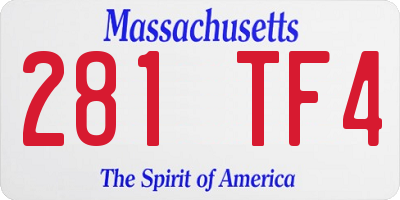 MA license plate 281TF4