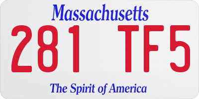 MA license plate 281TF5