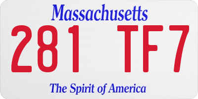 MA license plate 281TF7