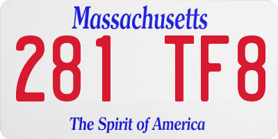 MA license plate 281TF8
