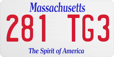 MA license plate 281TG3