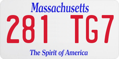 MA license plate 281TG7