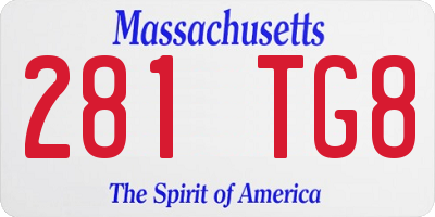 MA license plate 281TG8