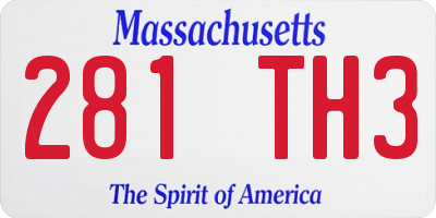 MA license plate 281TH3
