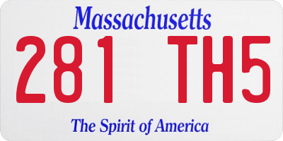 MA license plate 281TH5