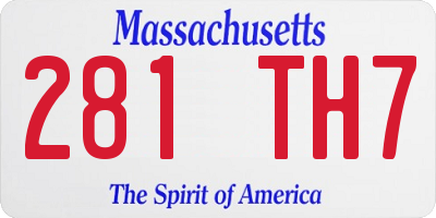 MA license plate 281TH7