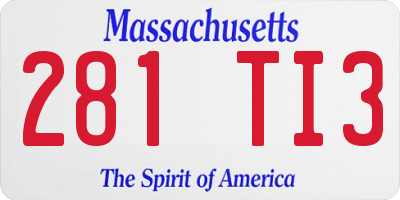 MA license plate 281TI3