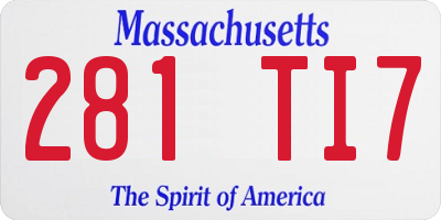 MA license plate 281TI7