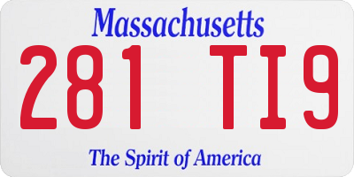 MA license plate 281TI9