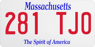 MA license plate 281TJ0