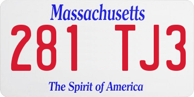 MA license plate 281TJ3
