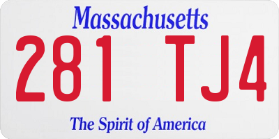 MA license plate 281TJ4