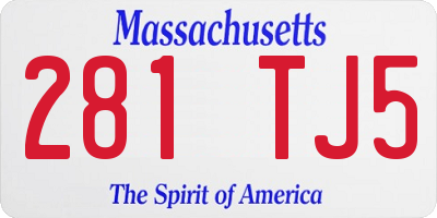 MA license plate 281TJ5