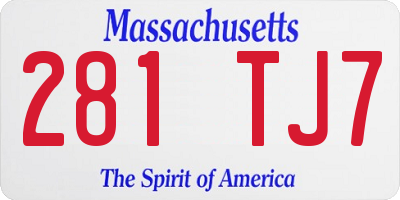 MA license plate 281TJ7