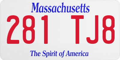 MA license plate 281TJ8
