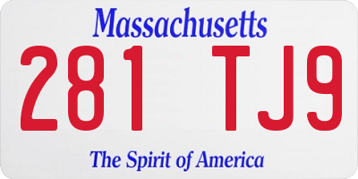 MA license plate 281TJ9
