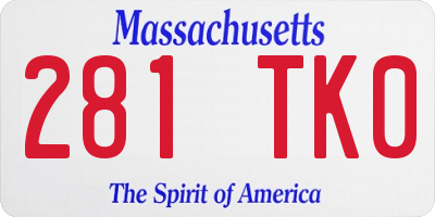 MA license plate 281TK0