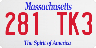 MA license plate 281TK3
