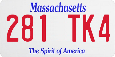 MA license plate 281TK4