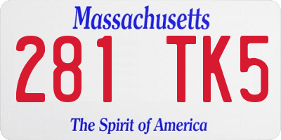 MA license plate 281TK5