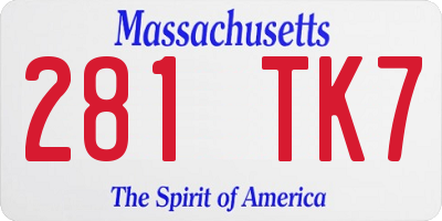 MA license plate 281TK7