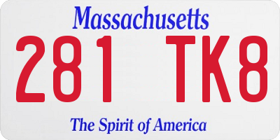 MA license plate 281TK8