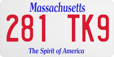 MA license plate 281TK9