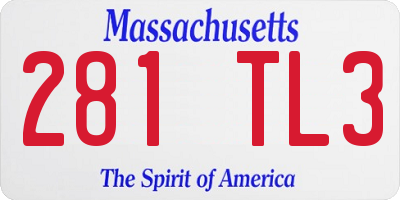 MA license plate 281TL3