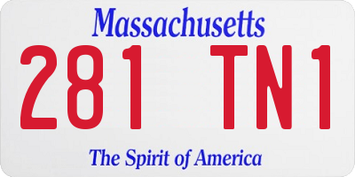 MA license plate 281TN1