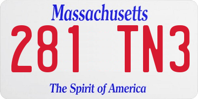 MA license plate 281TN3