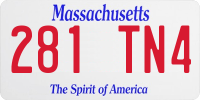 MA license plate 281TN4
