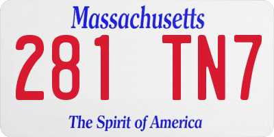 MA license plate 281TN7
