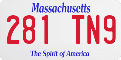 MA license plate 281TN9