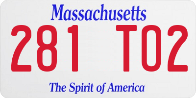 MA license plate 281TO2