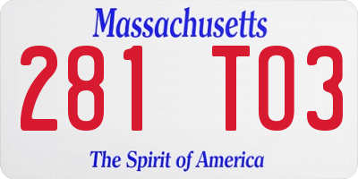 MA license plate 281TO3