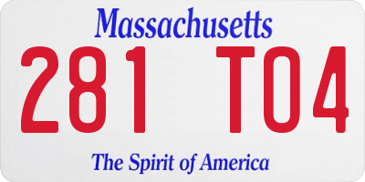 MA license plate 281TO4