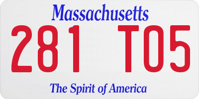 MA license plate 281TO5