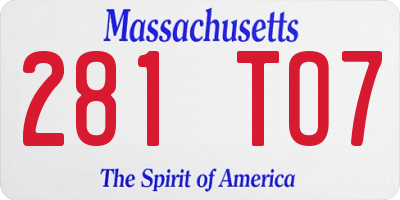 MA license plate 281TO7