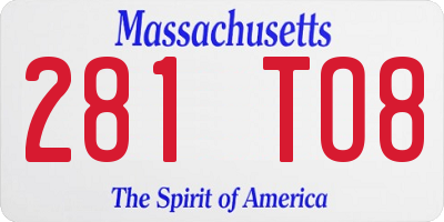 MA license plate 281TO8