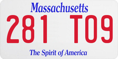 MA license plate 281TO9