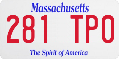 MA license plate 281TP0