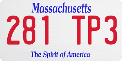 MA license plate 281TP3