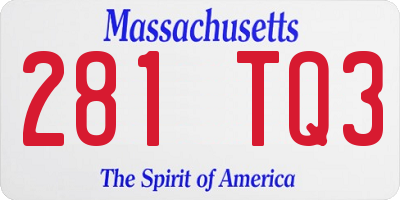 MA license plate 281TQ3