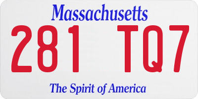 MA license plate 281TQ7