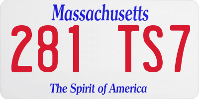 MA license plate 281TS7