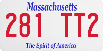 MA license plate 281TT2