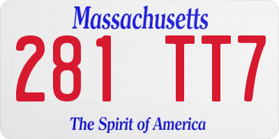 MA license plate 281TT7